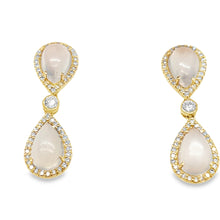 Load image into Gallery viewer, 14kg Diamond and Moonstone Double Drop Earrings
