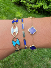 Load image into Gallery viewer, 14kg Mother of Pearl, Lapis and Turquoise Large Mariner Link Bracelet
