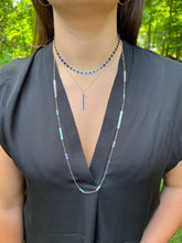 Load image into Gallery viewer, 14kg Lapis and Turquoise Elongated Chiclet Necklace
