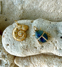 Load image into Gallery viewer, 14kg Diamond and Carved Labradorite Scarab Pendant

