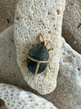 Load image into Gallery viewer, 14kg Diamond and Carved Labradorite Scarab Pendant
