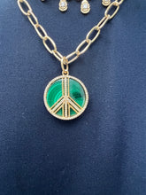 Load image into Gallery viewer, 14kg Malachite and Diamond Peace Sign
