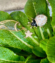 Load image into Gallery viewer, 14kg Onyx, Diamond and Mother of Pearl Ladybug Pendant

