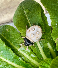 Load image into Gallery viewer, 14kg Onyx, Diamond and Mother of Pearl Ladybug Pendant
