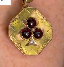 Load image into Gallery viewer, 18kg French Garnet and Diamond Trefoil Pendant/Brooch
