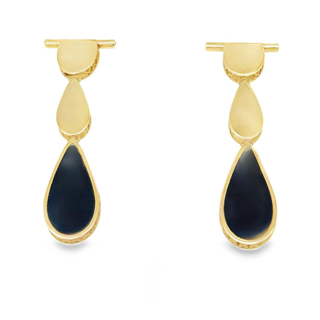 14kg and Black Onyx Drop Earrings