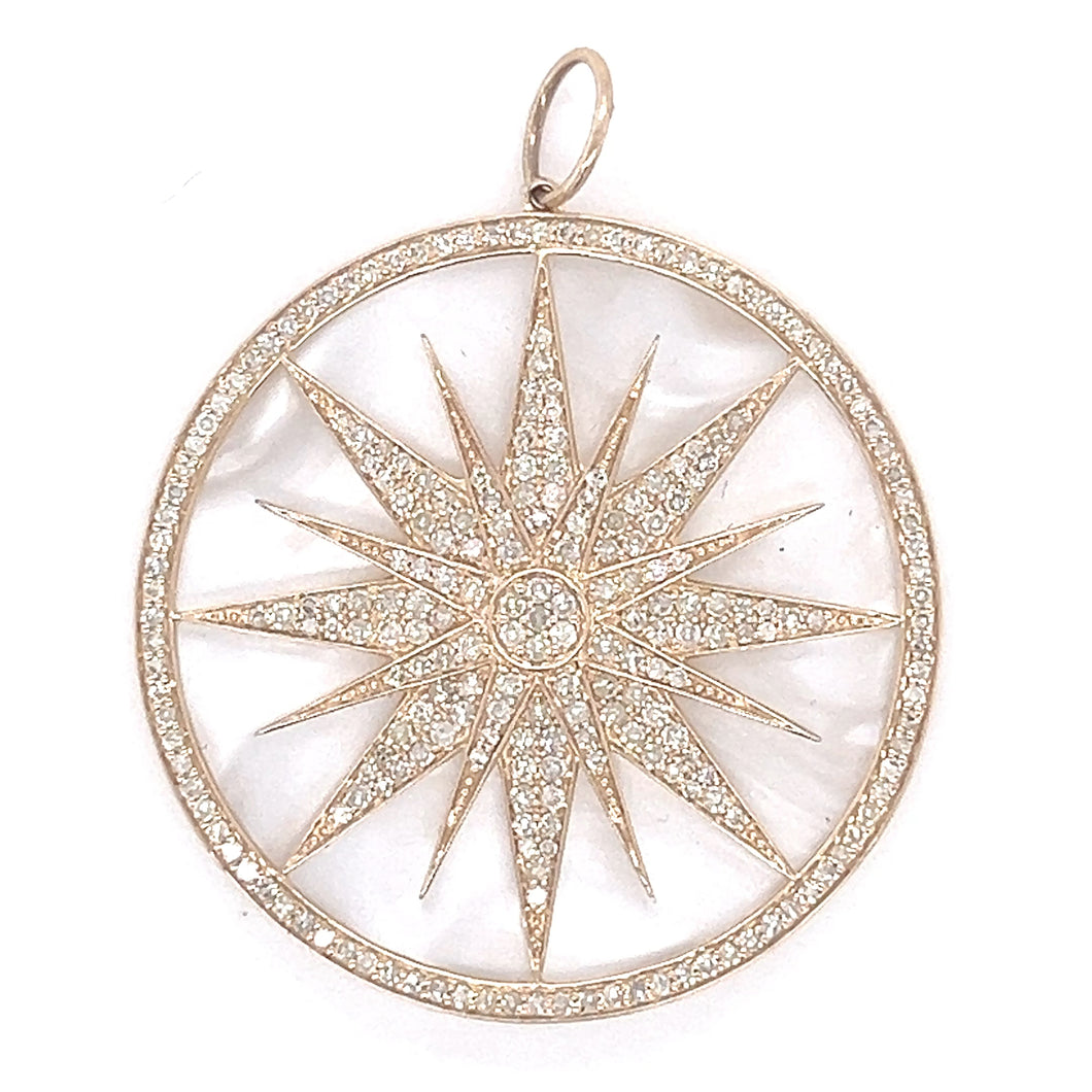 14kg Mother of Pearl and Diamond Starburst Pendant