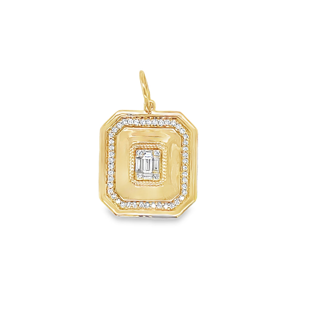 14kg Illusion Set Diamond Octagon Pendant