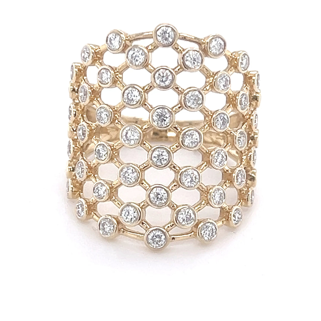 14kg Diamond Honeycomb Ring