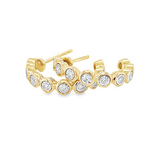 Load image into Gallery viewer, 14kg Medium Bezel Set Diamond Hoops
