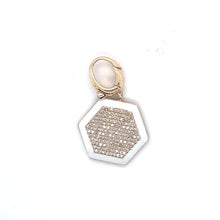 Load image into Gallery viewer, 14kg Diamond and White Enamel Hexagon Pendant
