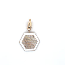 Load image into Gallery viewer, 14kg Diamond and White Enamel Hexagon Pendant
