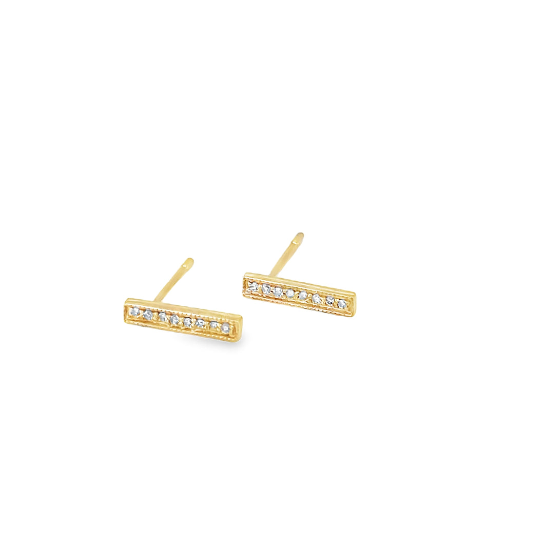 14kg and diamond bar earrings