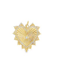 Load image into Gallery viewer, 14kg Etched Heart w Diamond Center
