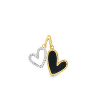 Load image into Gallery viewer, Two Heart Diamond &amp; Onxy Hearts
