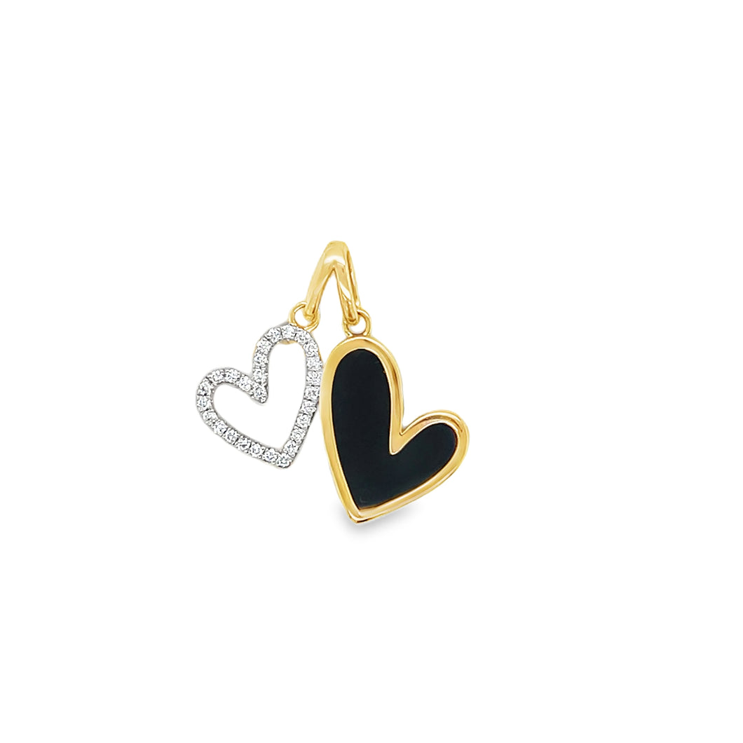 Two Heart Diamond & Onxy Hearts