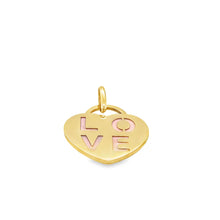 Load image into Gallery viewer, 14kg LOVE &amp; Keyhole with Pink Enamel Heart Pendant
