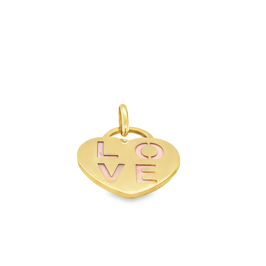 14kg LOVE & Keyhole with Pink Enamel Heart Pendant