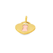 Load image into Gallery viewer, 14kg LOVE &amp; Keyhole with Pink Enamel Heart Pendant
