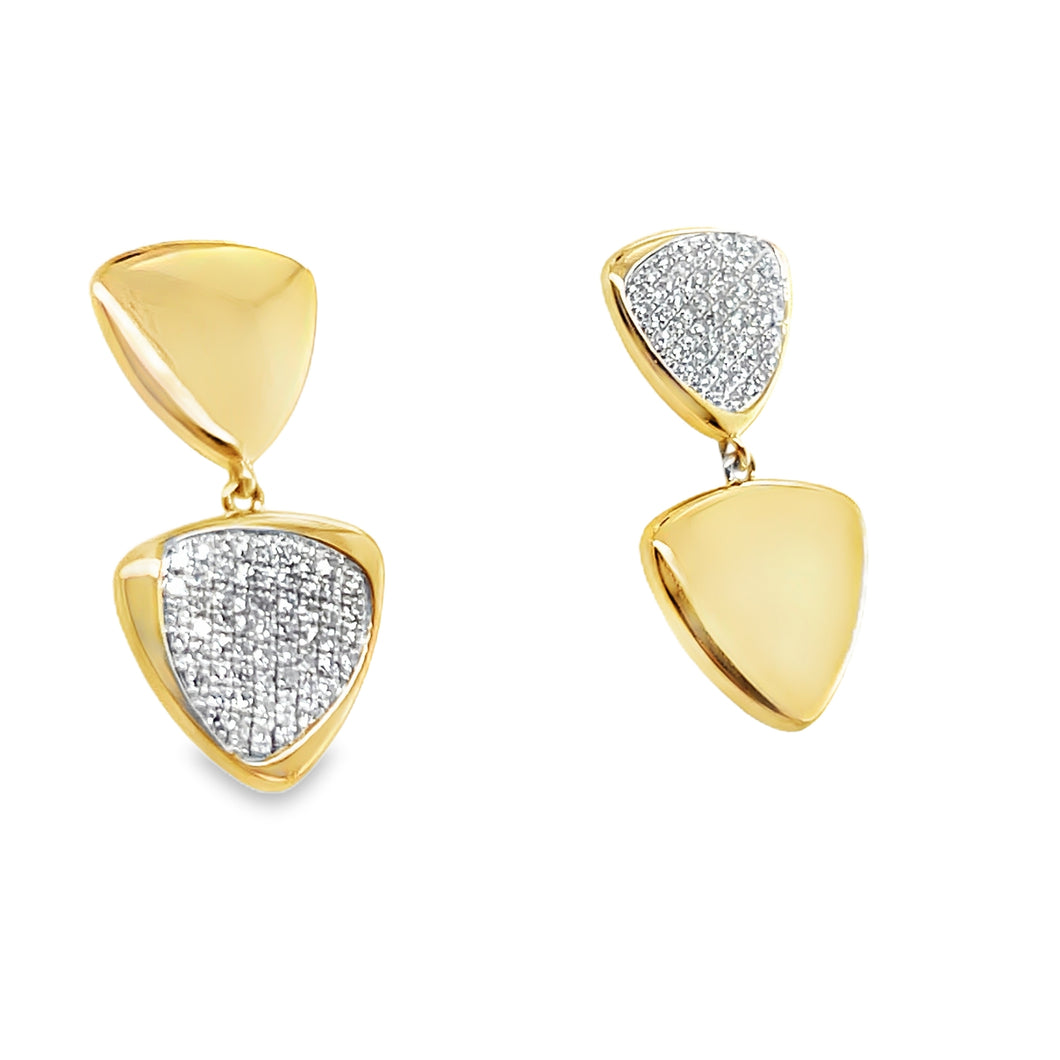 14kg Inverted Diamond and Gold Triangle Earrings