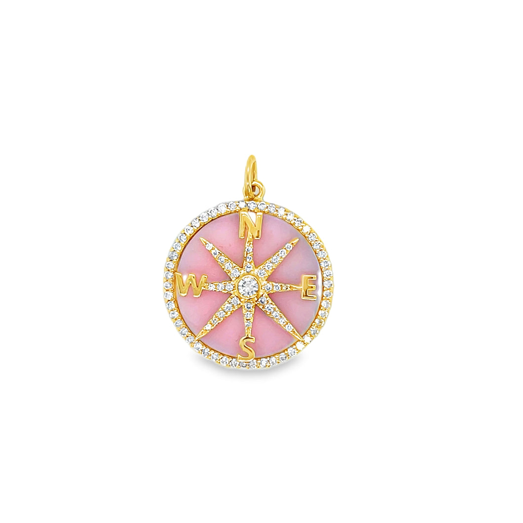 14kg and Pink Opal Compass with Diamonds