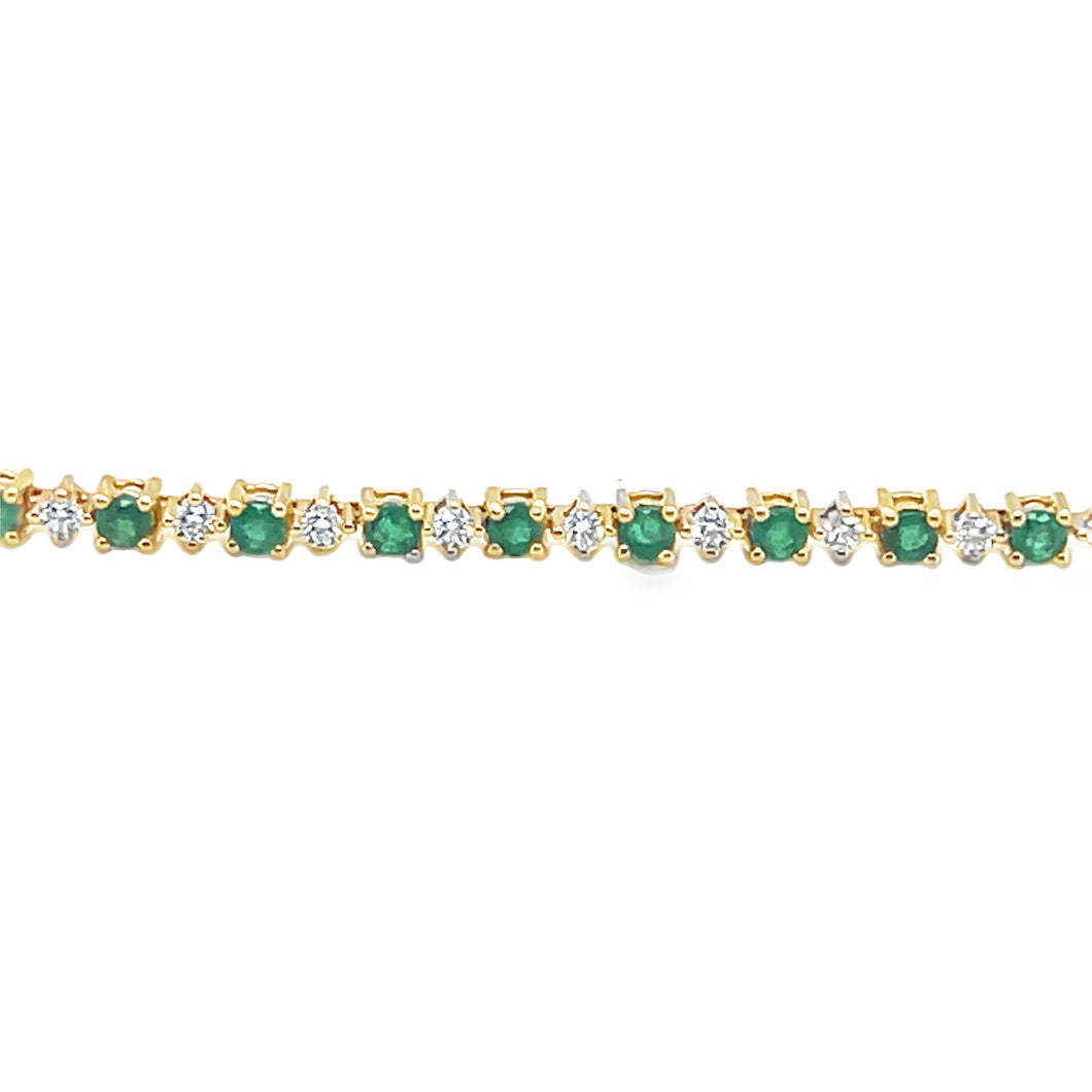 14kg Vintage Diamond and Emerald Bracelet