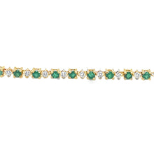 Load image into Gallery viewer, 14kg Vintage Diamond and Emerald Bracelet
