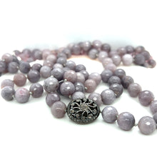 Load image into Gallery viewer, Gray agate Sterling Silver Bead Necklace with Diamond Enhancer
