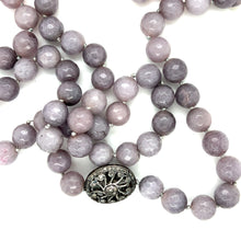 Load image into Gallery viewer, Gray agate Sterling Silver Bead Necklace with Diamond Enhancer
