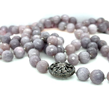 Load image into Gallery viewer, Gray agate Sterling Silver Bead Necklace with Diamond Enhancer
