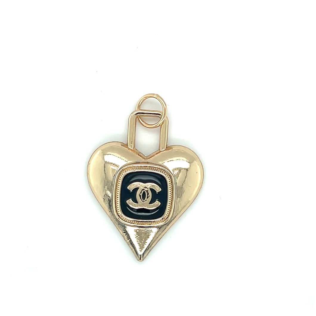 Chanel Gold Heart with Black Center