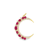 Load image into Gallery viewer, 14kg Diamond and Ruby Crescent Moon Pendant

