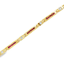 Load image into Gallery viewer, 14kg Vintage Diamond and Ruby Deco Bracelet
