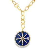Load image into Gallery viewer, 14kg Lapis and Diamond Compass Pendant
