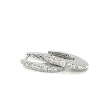 Load image into Gallery viewer, 14k White Gold Asymmetric Diamond Hoop Earrings

