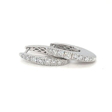 Load image into Gallery viewer, 14k White Gold Asymmetric Diamond Hoop Earrings
