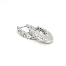 Load image into Gallery viewer, 14k White Gold Asymmetric Diamond Hoop Earrings
