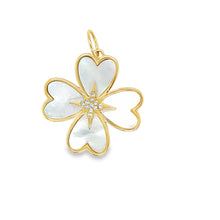 Load image into Gallery viewer, 14kg Diamond and Mother of Pearl Heart Clover Pendant
