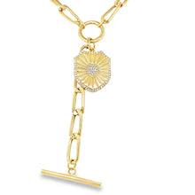 Load image into Gallery viewer, 14kg and Diamond Fluted Shield Pendant
