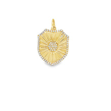 Load image into Gallery viewer, 14kg and Diamond Fluted Shield Pendant
