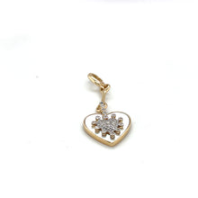 Load image into Gallery viewer, 14kg, Diamond and Mother of Pearl Heart Pendant with Celtic Link
