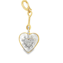 Load image into Gallery viewer, 14kg, Diamond and Mother of Pearl Heart Pendant with Celtic Link
