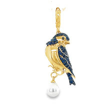 Load image into Gallery viewer, 14kg Sapphire and Pearl Bird Pendant
