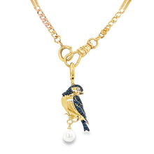 Load image into Gallery viewer, 14kg Sapphire and Pearl Bird Pendant
