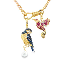 Load image into Gallery viewer, 14kg Sapphire and Pearl Bird Pendant
