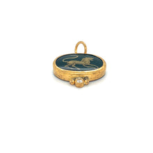 Load image into Gallery viewer, 24kg Gold Green Agate and Diamond Lion Pendant
