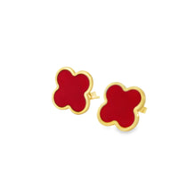 Load image into Gallery viewer, 14kg Lapis or Carnelian Large Clover Earrings
