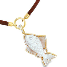 Load image into Gallery viewer, 14kg and Brown Leather Necklace
