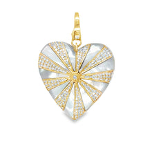 Load image into Gallery viewer, 14kg Large Mother of Pearl and Diamond Heart Pendant

