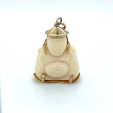 Load image into Gallery viewer, Vintage White Bone and Gold Buddha
